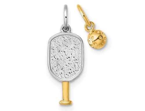 14K Yellow and White Gold Pickleball Paddle and Ball...