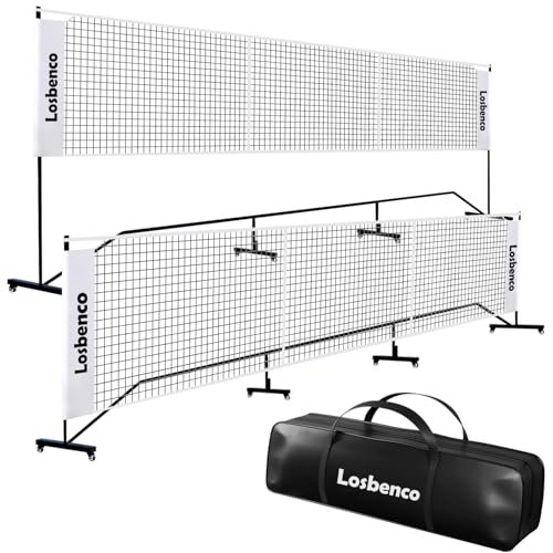 Losbenco Portable Pickleball Net with Wheels - 6-in-1...