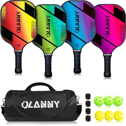 OLANNY Pickleball Paddles Set of 4 Graphite Pickleball Set...