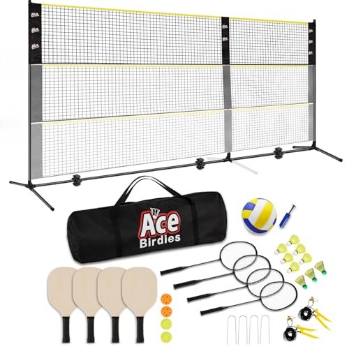 Ace Birdies Complete Badminton Sets (10FT/17FT) Adjustable...