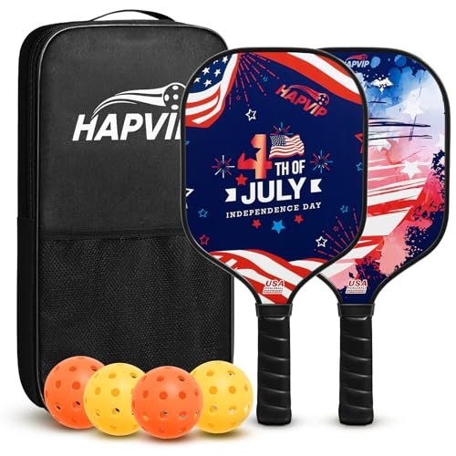 HAPVIP Pickleball Paddles Set of 2,Fiberglass Surface...