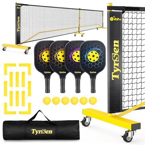 TYRSEN Pickleball Net Set - Pickleball Net on Wheels for...