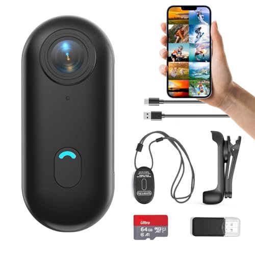 H7 64GB 1080P Thumb Action Camera, Mini Body Cameras,...