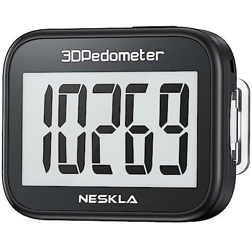 NESKLA 838 3D Pedometer for Walking, Simple Step Counter...