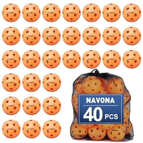 Navona 40 Pack Premium 26-Holes Orange Indoor Pickleball...