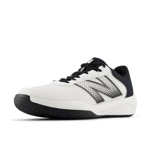 New Balance Men's 696 V6 Tennis Shoe, White/Black, 9 Wide