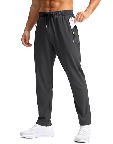 Pudolla Mens Athletic Workout Pants with Zipper Pockets...