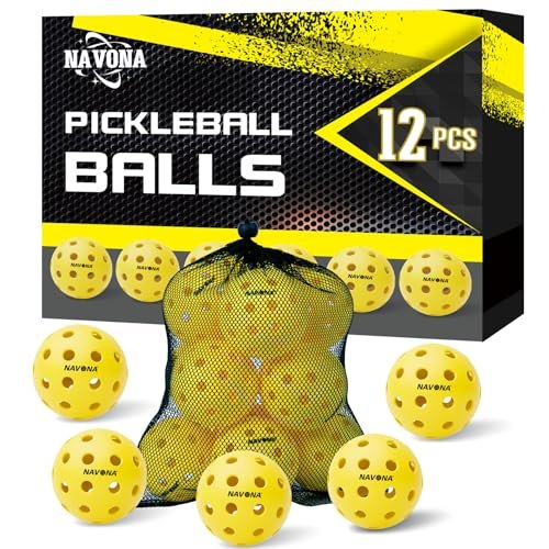 Navona 12 Pack Premium 40-Holes Yellow Outdoor Pickleball...
