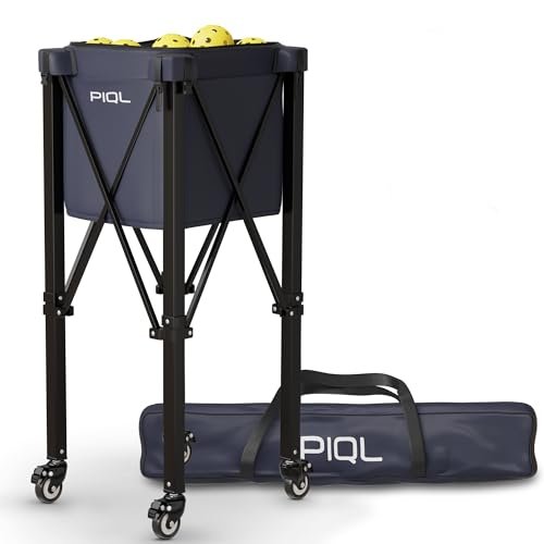 Navy Blue Pickleball Ball Caddy - Wheeled Cart, Storage...