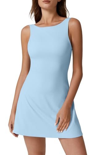 QINSEN Athletic Dress for Women Backless Sleeveless A Line...