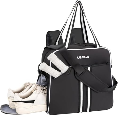 Pickleball Bag - Black Pickle Ball Tote Backpack with...