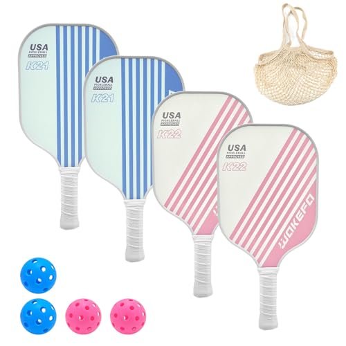 DUJORM Pickleball Paddles Set- Premium Fiberglass Face &...