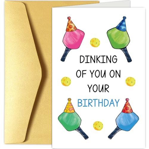 Chenive Funny Pickleball Birthday Card for Men Women,...