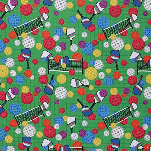 Mook Fabrics Cotton Pickle Ball, Green Cut by The Yard