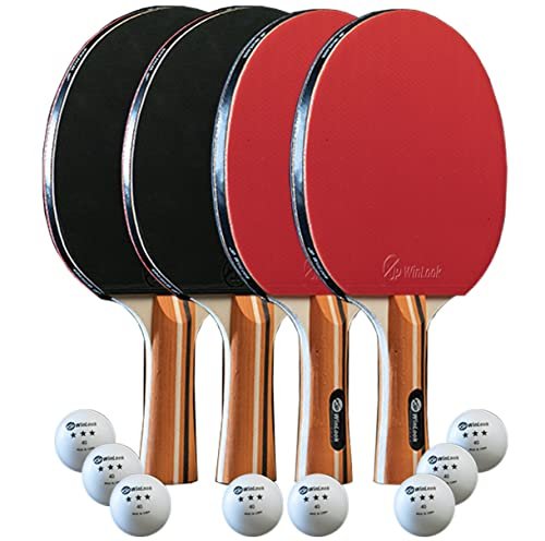 JP WinLook Ping Pong Paddles Sets of 4 - Portable...