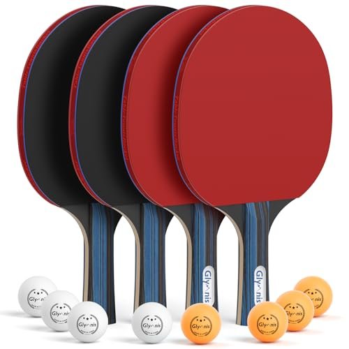 Glymnis Ping Pong Paddles Set of 4 Table Tennis Rackets...