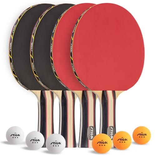 STIGA Performance 4 Player Ping Pong Paddle Set of 4...