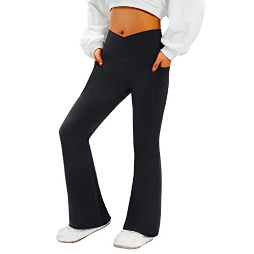 COPYLEAF Women's Flare Yoga Pants with Pockets-V Crossover...
