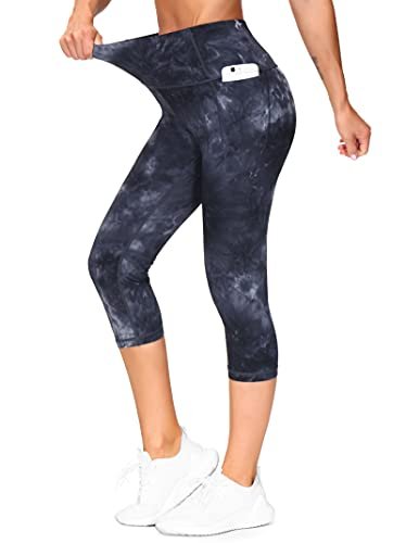 THE GYM PEOPLE Tummy Control Workout Capris Leggings with...