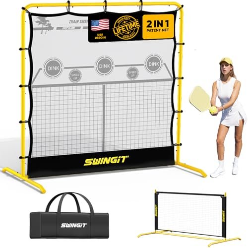SwingIt Pickleball Practice Rebounder Net 6FT Mini Pickle...