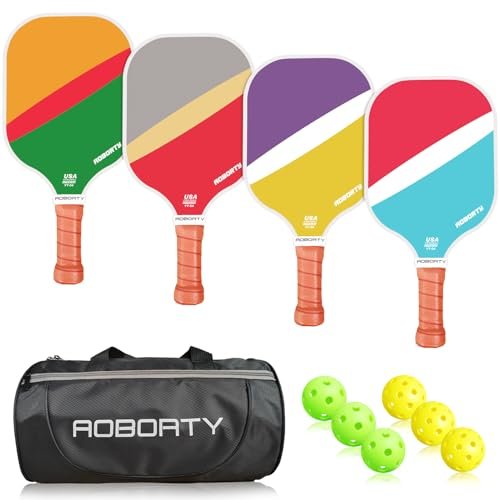 AOBORTY Pickleball Paddles 4 Pack - Light Graphite Premium...