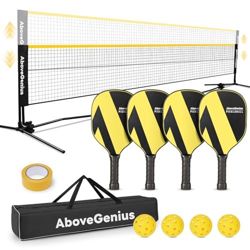 AboveGenius Pickleball Set with Net, Pickleball Paddles Set...