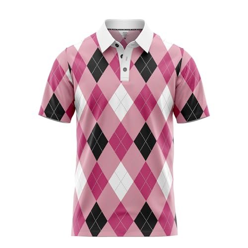 Scale Wear Design Men’s Argyle Golf Polo Shirt – Light...