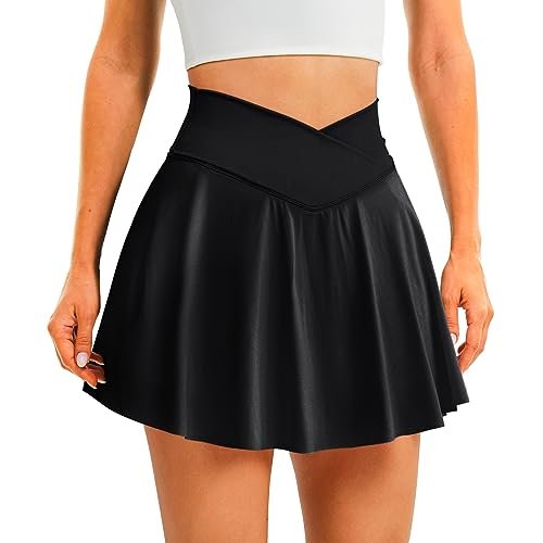 DLOODA Womens Tennis Skirt with Pockets Shorts Crossover...
