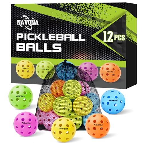 Navona 12 Pack Premium 40-Holes Colorful Outdoor Pickleball...
