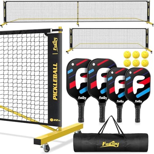 Fostoy Portable Pickleball Net with Wheels, Standard Size...