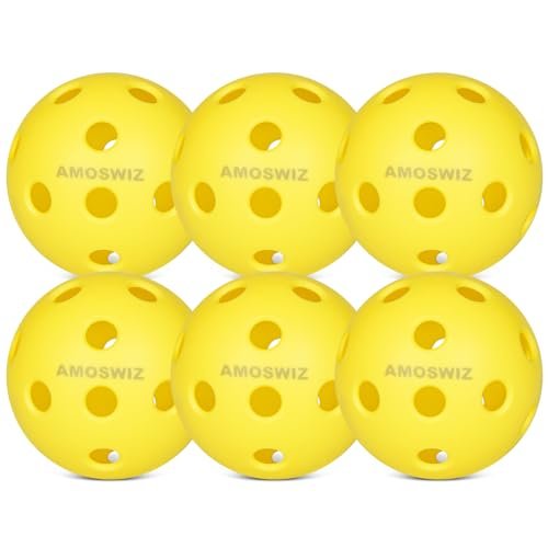 Amoswiz Indoor Pickleball Balls, 6 Pack of 26 Holes...