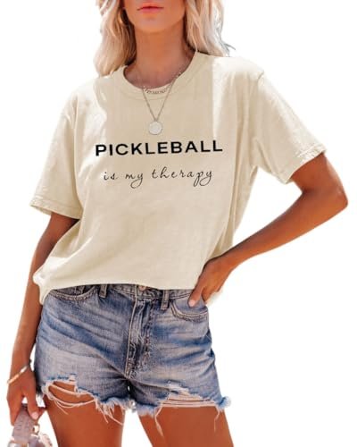 Pickleball Shirts for Women Pickleball is My Therapy Shirt...