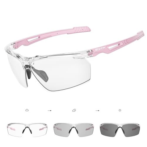 SCVCN Photochromic Sport Sunglasses Cycling Clear Glasses...