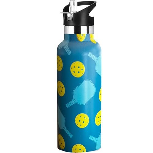 Pickleball Sport Water Bottle with Straw, Vacuum Insulated...