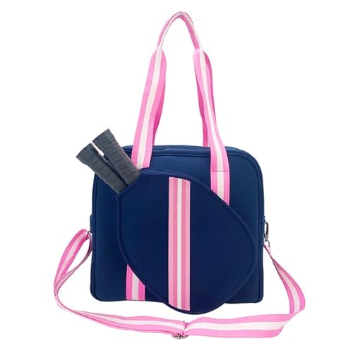 SPELIKO Cute Women's Pickleball Sling Bag Tote, Navy Striped