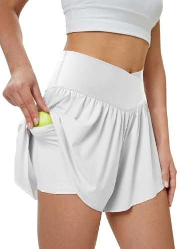 DLOODA Women's Athletic Running Shorts with Pockets...