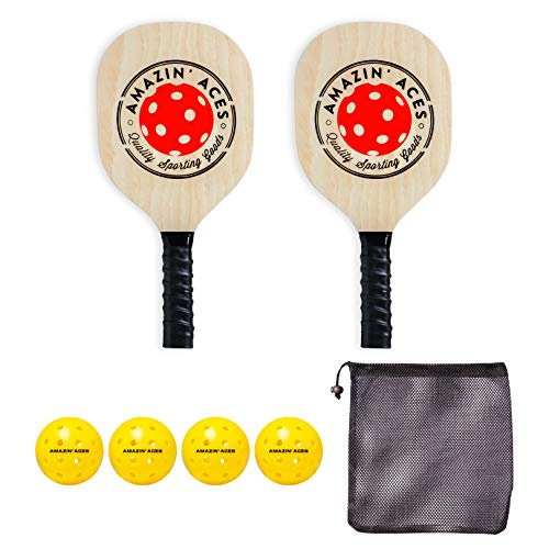Amazin' Aces Pickleball Wood Paddle Set of 2- Pickleball...