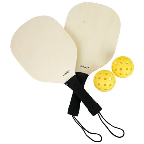 Aoneky Wood Pickleball Paddle Set for Beginner for Indoor...