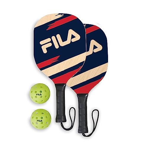 FILA Pickleball Paddles Set - 2 Wooden Paddles, 2 Balls...