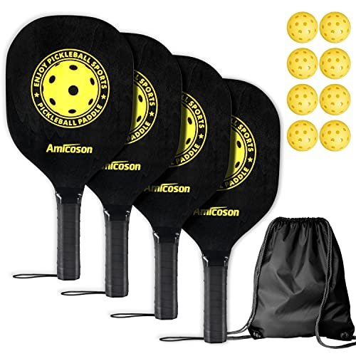 Amicoson Pickleball Paddles - Set of 4 Paddles, Indoor &...
