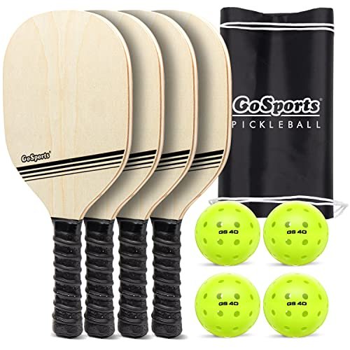 GoSports Pickleball Set with 4 Paddles, 4 Regulation...