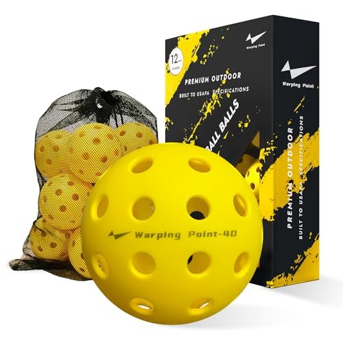 Warping Point Outdoor Pickleball Balls, 12 Pack 40 Holes...