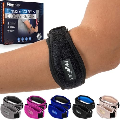 PhysFlex 2-Pack Elbow Brace for Men & Women, Adjustable...