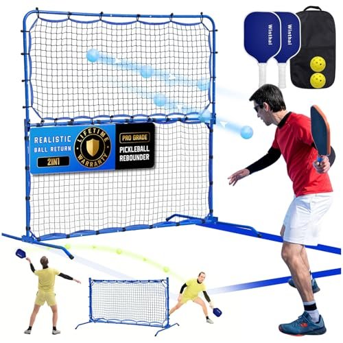 Pickleball Practice Rebounder Net with Pro Paddles Set for...