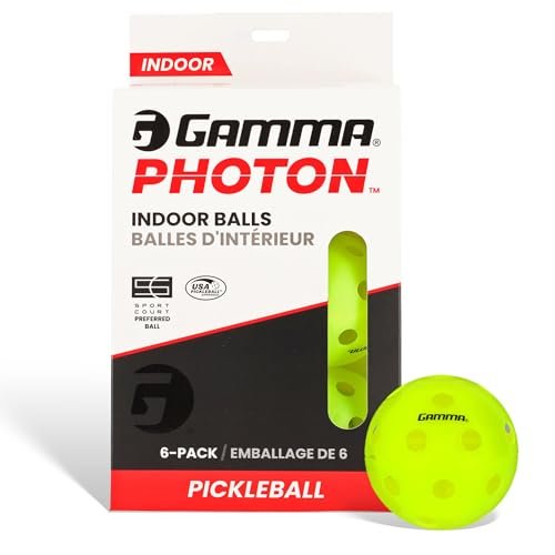 Gamma Photon Indoor Pickleballs Pack of 6, USAPA Approved,...