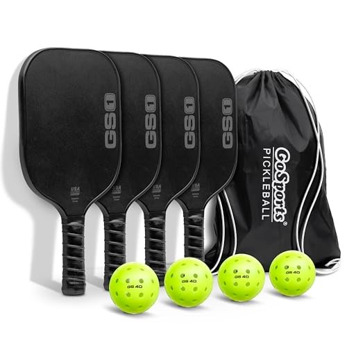 GoSports GS1 Pickleball Paddles Set of 4 with 4...