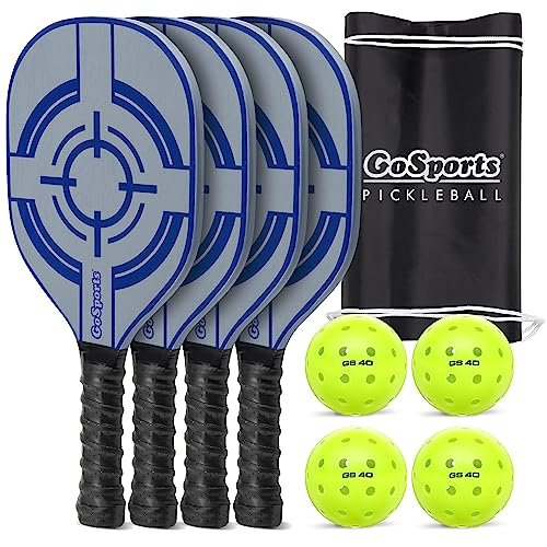 GoSports Pickleball Set with 4 Paddles, 4 Regulation...