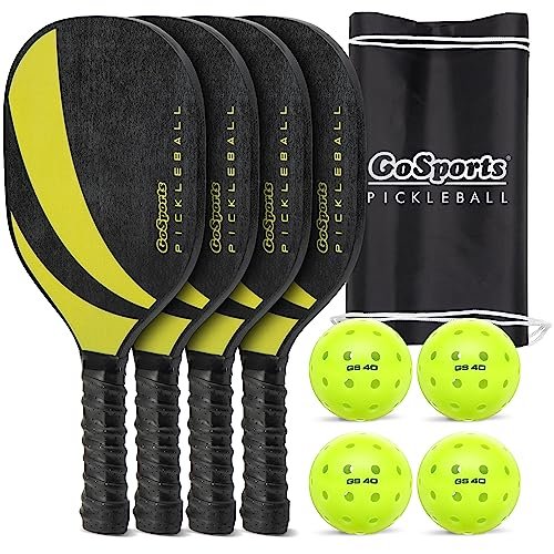 GoSports Pickleball Set with 4 Paddles, 4 Regulation...