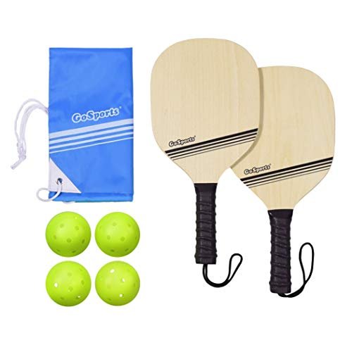 GoSports Wood Pickle Ball Starter Set - Includes 2 Wooden...