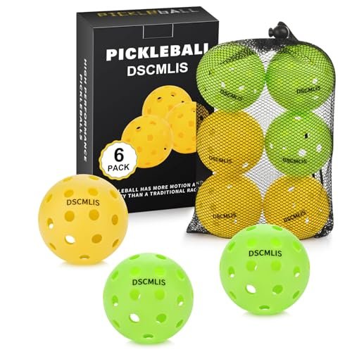 DSCMLIS 6 Pack Premium Pickleball Balls, 40 Holes High...